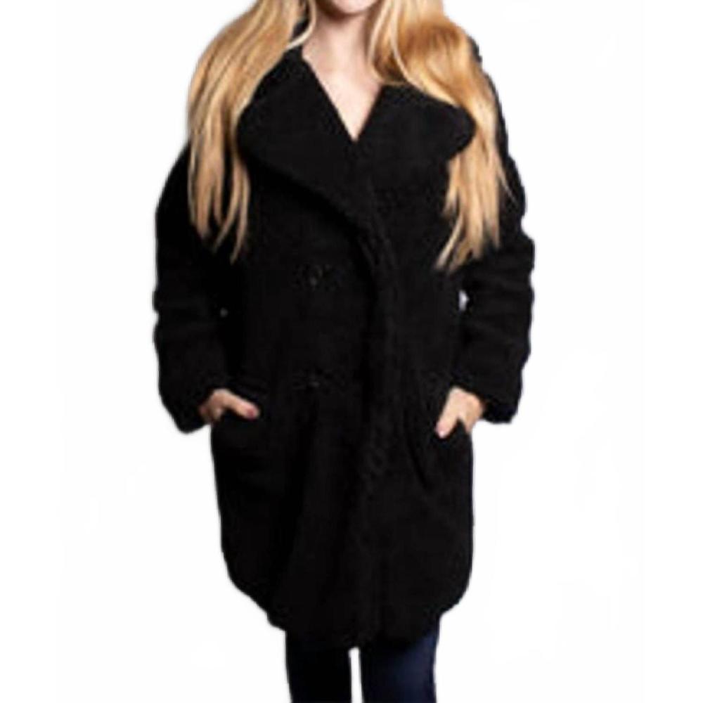 NEW URBAN RETRO sherpa jacket with side pockets in black